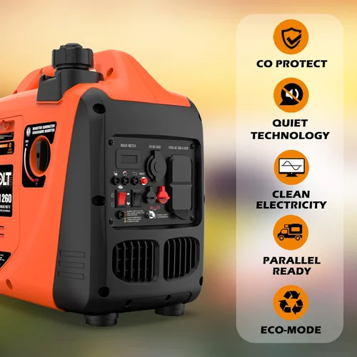 Vista 2 de AIVOLT Generador inversor súper silencioso de 1600 W, generador portátil de gas ultraligero para camping y uso doméstico, cumple con la EPA
