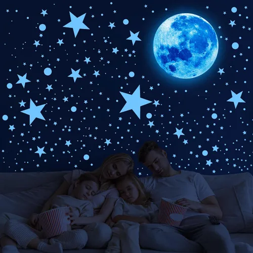 Vista 5 de 492 calcomanías de pared que brillan en la oscuridad para Celing Glow Moon