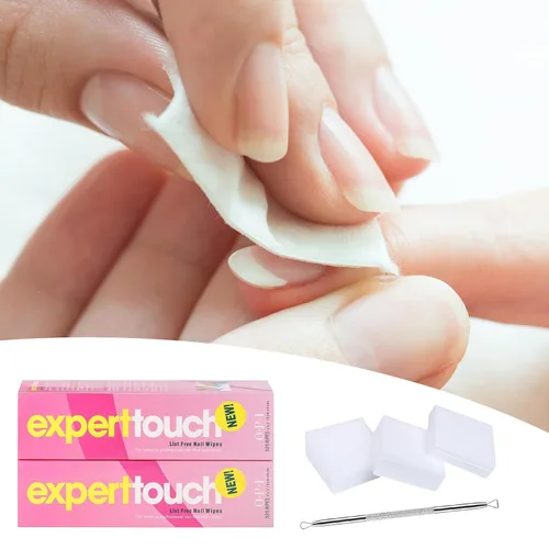 Vista 6 de 1300 piezas de removedor de esmalte de uñas de gel para arte de uñas sin pelusas, almohadilla de algodón con 2 piezas de cutícula de doble cabeza