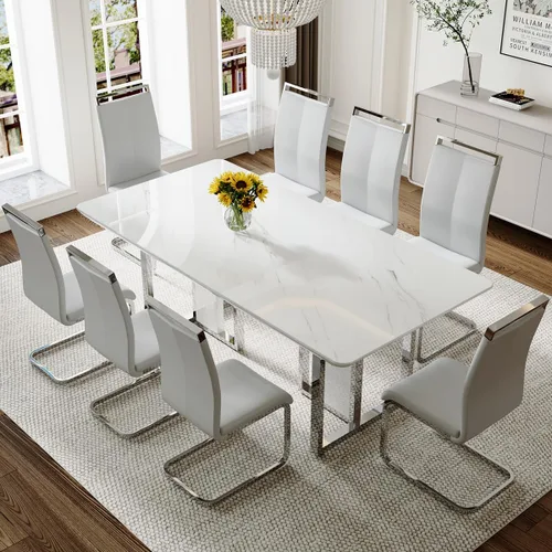 Vista 16 de Juego de mesa de comedor Marle blanca de 63 pulgadas para 4