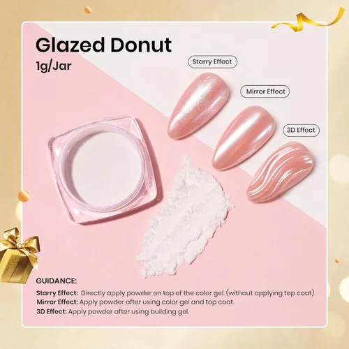 Vista 3 de Beetles Polvo de Uñas Cromado Blanco para Uñas de Gel, Polvo de Uñas Cromado Perlas, Polvo de Uñas con Efecto Espejo, Polvo de Uñas de Gel
