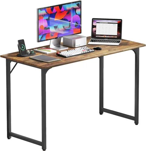 Vista 8 de Dopinmin Escritorio para computadora de 39.4 pulgadas, escritorio de oficina en casa, escritorio de trabajo moderno, escritorio de escritura