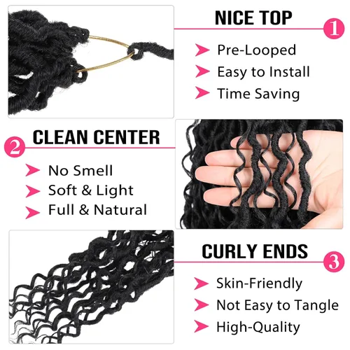 Vista 3 de Goddess Locs - 8 paquetes de cabello de ganchillo Goddess Locs de 10 pulgadas, pelo corto de imitación de ganchillo con rizos pre-enrollados