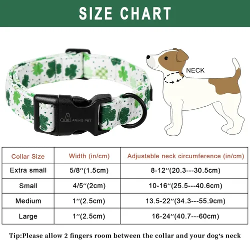 Vista 104 de Aring Pet Collar de algodón, ligero y ajustable, con hebilla de liberación rápida, para perros pequeños, medianos y grandes, para cachorros, S, Hoja