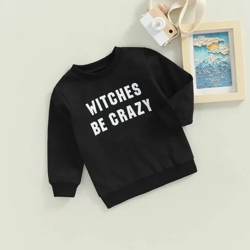 Vista 3 de FYBITBO Sudadera de manga larga con cuello redondo y cuello redondo para bebé, niña, brujas, para otoño