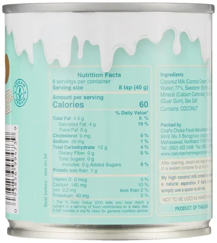 Vista 2 de Nature's Charm Leche de coco condensada endulzada sin azúcar, 11.25 onzas, paquete de 6. Rico y sabroso. Vegano, sin azúcar, sin lactosa combinado