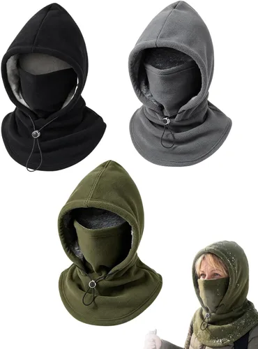 Vista 16 de 3 in 1 Winter Hood Fleece Face Mask & Neck Warmer for Cycling Multicolor 4pc