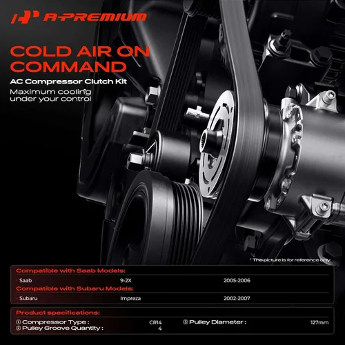 Vista 2 de A-Premium Kit de embrague de compresor de A/C para Subaru Impreza 2.0L 2.5L 2002-2007, apto para Subaru 9-2X 2.0L 2.5L 2005-2006