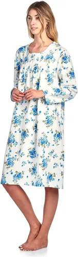 Vista 3 de Casual Nights Camisón de franela para mujer, con estampado floral y de manga larga