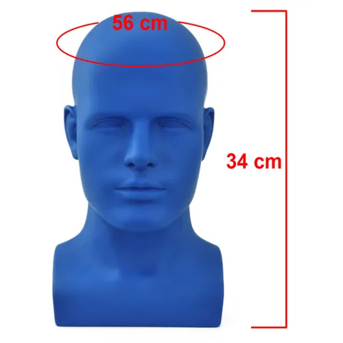 Vista 2 de FanLin Cabeza de maniquí masculino profesional para exhibir pelucas, sombreros, máscara de auriculares, gafas de sol, joyería y soporte de Azul