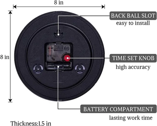 Vista 4 de SAC SMARTEN ARTS Reloj de pared de cuarzo silencioso de 8 "reloj digital sin tictac