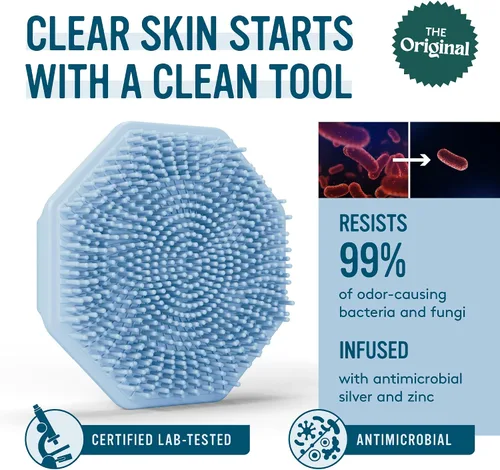 Vista 2 de Sud Scrub® Cepillo Exfoliante Facial de Silicona Antimicrobiana, 1 Paquete, Exfoliante Facial Suave para Piel Sensible, Cepillo de Limpieza Facial