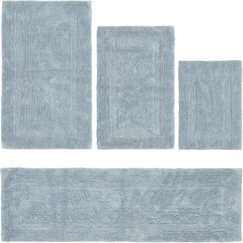 Vista 28 de Better Trends Juego de 4 alfombras de baño de lujo, 100% algodón, suaves, absorbentes de agua, reversibles, lavables a máquina, para decoración