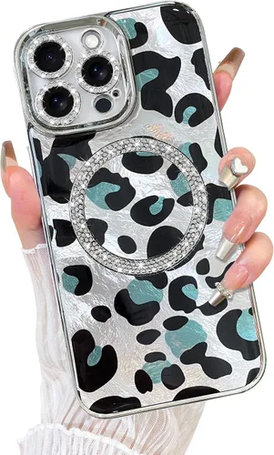 Vista 35 de Fiyart Diseñado para iPhone 16 Pro Max, Funda Compatible con MagSafe, Estampado de Guepardo, Placa de Protección de Cámara, Magnético, Brillante
