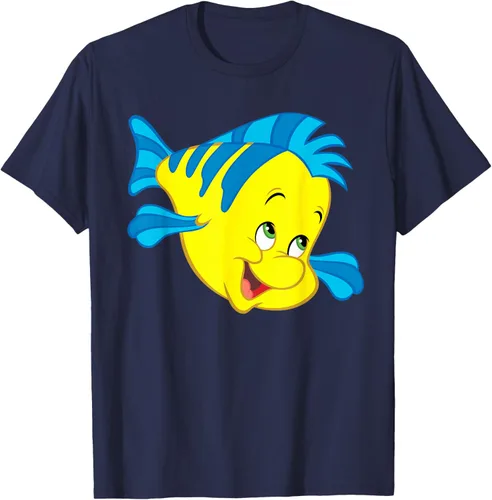 Vista 52 de Disney Camiseta de disfraz de cara grande de la Sirenita Flounder Sidekick