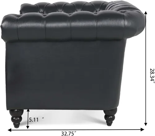 Vista 7 de LEVNARY Sillón Tapizado en Cuero, Silla Sofá Individual Estilo Mediados de Siglo Moderno con Brazos Curvos y Tachuelas, Silla Chesterfield de Cuero
