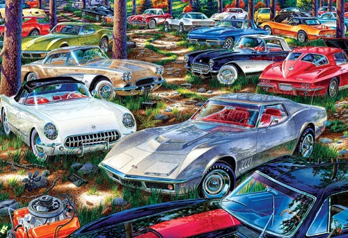 Vista 9 de TDC Games Corvette Dreams - Rompecabezas más pequeño del mundo, mini rompecabezas, pequeño rompecabezas de arte de viaje desafiante para adultos