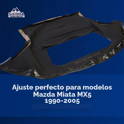 Vista 2 de Repuesto de techo de convertible completo de vinilo para Mazda Miata Cabriolet 1990-2005 con ventana de plástico transparente y protección contra