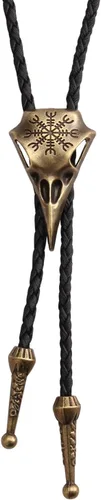 Vista 342 de Jeilwiy Corbata de bolo para hombre, corbata de vaquero occidental, collar de corbata de bolo dorado, corbata de cuero, corbata de Halloween