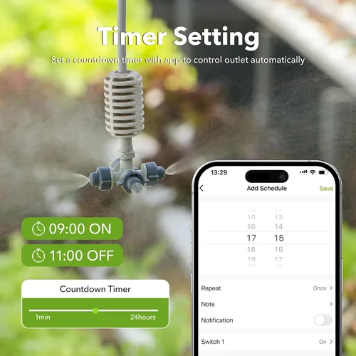 Vista 6 de HBN - Interruptor de salida de enchufe inteligente WiFi para exteriores, compatible con Alexa y Google Assistant, 2,4 GHz