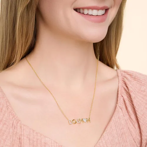 Vista 2 de SCAMPER & CO Collar con dije de circonita cúbica para mujer, collar de plata esterlina chapada en oro amarillo de 18 quilates, cadena de cuerda