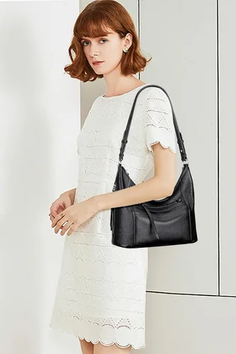 Vista 3 de Over Earth Bolso Hobo de cuero genuino para mujer, bolsos cruzados