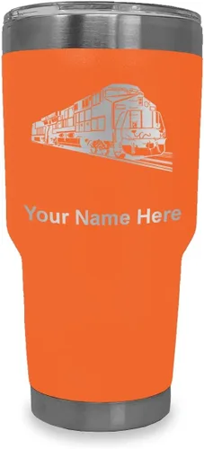 Vista 14 de LaserGram Vaso aislado al vacío de 20 onzas, tren de carga, grabado personalizado incluido (negro)
