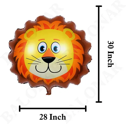 Vista 5 de BALONAR 5 globos de aluminio de 32 pulgadas, diseño de león, cebra, mono, graffe, globos de animales para fiestas de cumpleaños infantiles