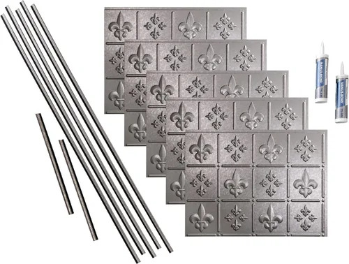 Vista 14 de FASÄDE Fleur de Lis - Kit decorativo de vinilo para salpicaduras de 15 pies cuadrados, color blanco brillante