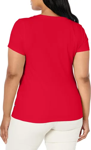 Vista 3 de Nautica Camiseta de algodón elástico súper suave con cuello en V para mujer