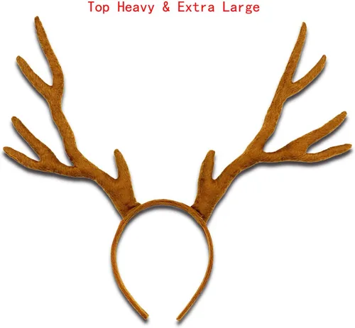 Vista 2 de Pagreberya Reindeer Antlers Headband - Fun Party Headwear for Children & Adults - Cosplay and Games Costumes