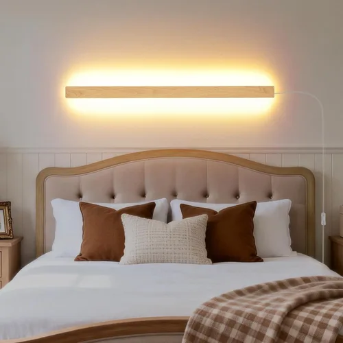 Vista 13 de KELUOLY Apliques de pared modernos enchufables, 23.6 pulgadas, luces LED de pared largas negras esmeriladas, lámpara de pared acrílica de 12 W Negro