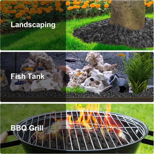 Vista 5 de Stanbroil Gránulos de roca de lava – Paisajismo decorativo para cuencos de fuego, hogueras, juegos de troncos de gas, chimeneas interiores