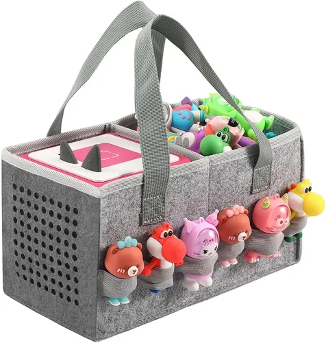 Vista 9 de Estuche de transporte Pisosn para juego de iniciación Toniebox y figuras Tonies, bolsa plegable de tela de fieltro para juguetes musicales de viaje
