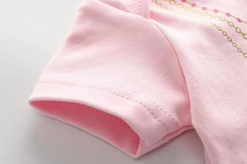 Vista 2 de Chamie Paquete de 3 mamelucos para bebé recién nacido, ropa de bebé de manga corta para niños y niñas, color rosa, Rosado