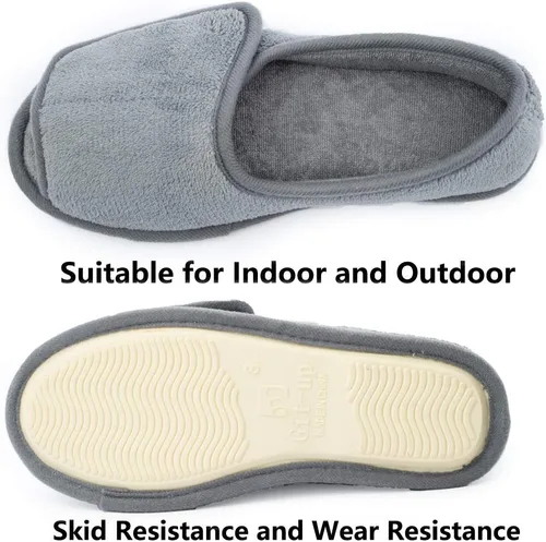 Vista 5 de Git-up -Pantuflas para mujer con diabetesartritisedema, cierre ajustable, espuma viscoelástica, punta abierta, extra ancha