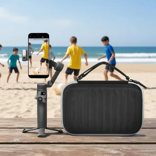 Vista 8 de Funda rígida de goma EVA para DJI Osmo Mobile 8/7P/7, gris Negro+Gris Cremallera