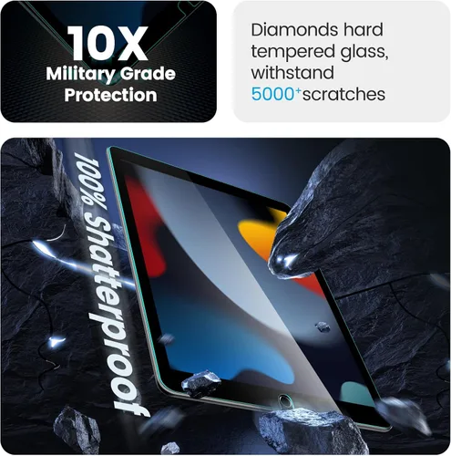 Vista 3 de MOHAVE Paquete de 2 protectores de pantalla para iPad de 10.2 pulgadas 9ª/8ª/7ª generación [alineación automática] vidrio templado