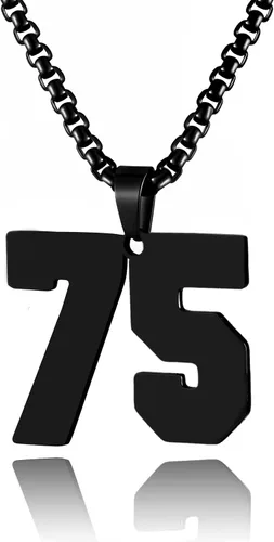 Vista 75 de Collar de Número Dorado para Hombre, Cadena de Acero Inoxidable con Colgante de Número para Atletas, Joyería Deportiva Personalizada para Niños