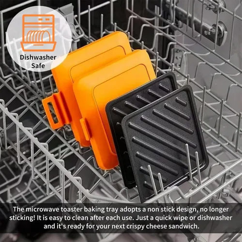 Vista 3 de Sandwich Toastie para microondas, bandeja para hornear sándwiches de microondas, placa antiadherente, apta para lavavajillas, tostada de cocción