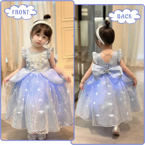 Vista 2 de Disfraz de princesa Cenicienta, vestido largo de tul de mariposa para niñas pequeñas, fiesta de cumpleaños, Halloween