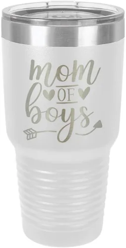 Vista 22 de MOM OF BOYS Vaso negro de 30 onzas con popote y tapa superior deslizante Taza de viaje de acero inoxidable Comparar con Yeti Rambler