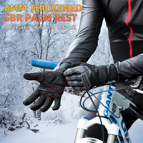 Vista 3 de ROCKBROS Guantes para ciclismo de montaña con almohadilla de gel, pantalla táctil y protección de nudillos para BMX MX ATV MTB Racing, color negro