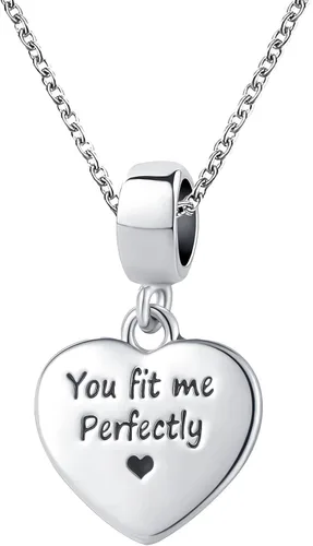 Vista 2 de NanMuc Collar con dije de conciencia sobre el autismo, pieza de rompecabezas, esmalte ASD, dije con texto en inglés "You Fit Me Perfectamente