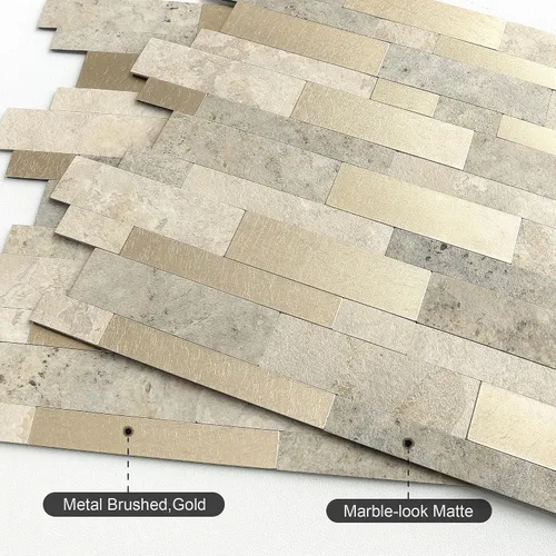 Vista 2 de BeNice Backsplash - Azulejos de pared despegar y pegar para cocina, adhesivos lineales de mosaico estilo metro autoadhesivos impermeables para baño
