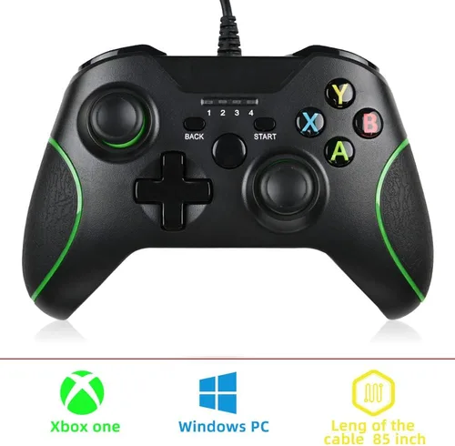 Vista 4 de Zamia - Controlador con cable para Xbox One controlador USB Gamepad Joypad con doble vibración para Xbox OneSXPC con Windows 7810 negro