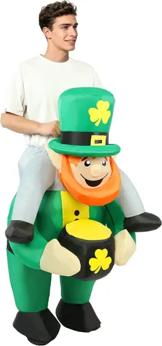 Vista 3 de Disfraz inflable de duende del día de San Patricio para hombres