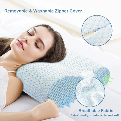 Vista 7 de Anvo 2 almohadas de espuma viscoelástica almohada ortopédica cervical para dormir de lado espalda estómago dormir para dolor de cuello