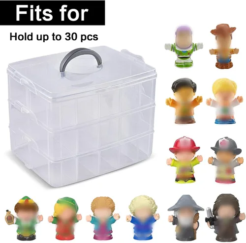 Vista 2 de Estuche Xuerdon compatible con figuras de coleccionista Fisher-Price Little People, organizador de almacenamiento de juguetes para Disney Frozen