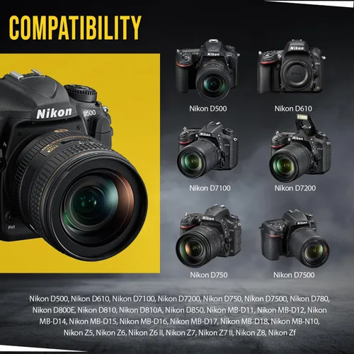 Vista 8 de BM Premium Paquete de 2 baterías EN-EL15C de alta capacidad y cargador para Nikon Zf, ZR, Z5, Z5 II, Z6, Z6 II, Z6 III, Z7, Z7II, Z8, D500 D600 D750